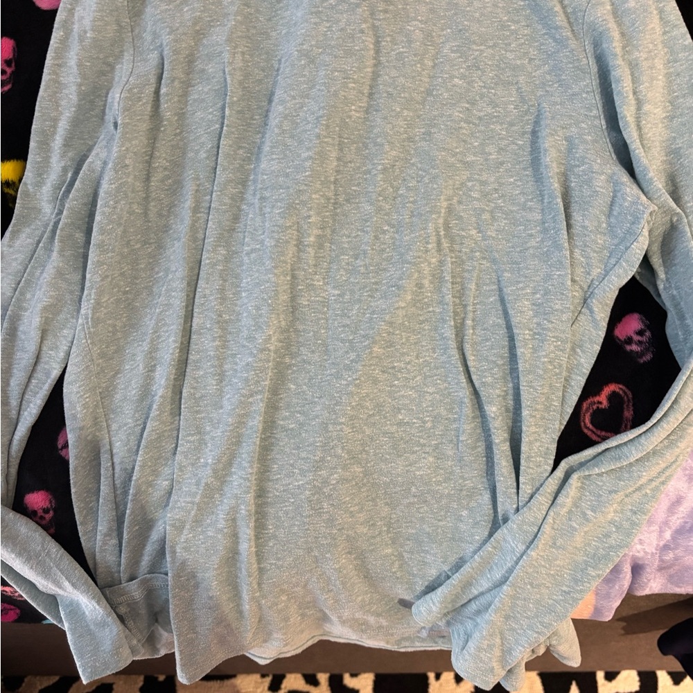 Cynthia Rowley Heathered Light Blue Long Sleeve Top